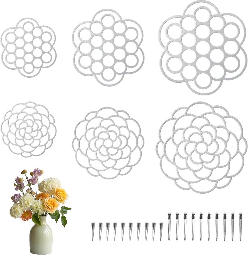OYEFLY 6Pcs Flower Arrangement Holder,Metal Floral Grid Used for Vase Flower Arrangement Art (4in5in6in6) - Image 1